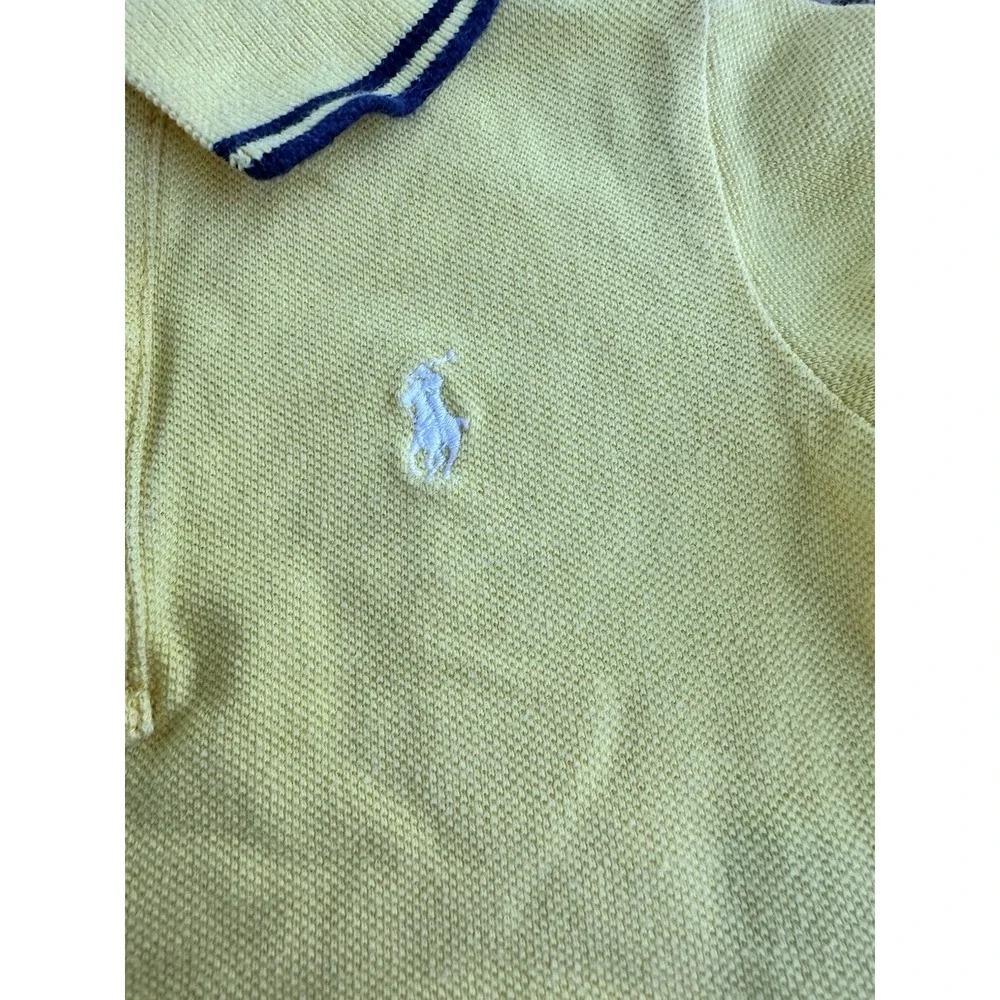 Ralph Lauren Baby Polo Shirt Solid Yellow Blue Stripe Infant 9 Months Logo EUC